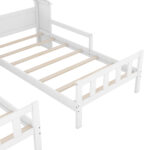 Double Twin Size Platform Bed with House-shaped Headboard and a Built-in Nightstand, White - imagine 2