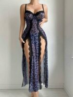 Sexy Transparent Leopard Print Nightgown and Lingerie Set - imagine 7