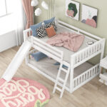 Full over Full Bunk Bed with Convertible Slide and Ladder White - imagine 8