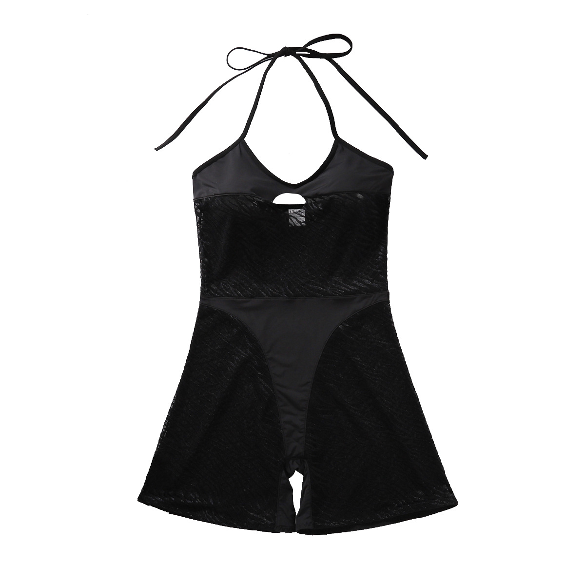 558094905 Hollow out lace up neck hanging underwear casual tight fitting hip hugging jumpsuit for women - imagine 1