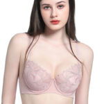 Sexy Lace Embroidered Underwear Thin Cotton Large Chest Minimizer French Bra Anti-Sagging Plus Size Bustier - imagine 7