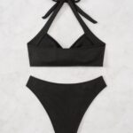 Custom Cross-border Bikini Sexy Halter Tie Low Waist Triangle Pants Separated Swimsuit Set - imagine 4