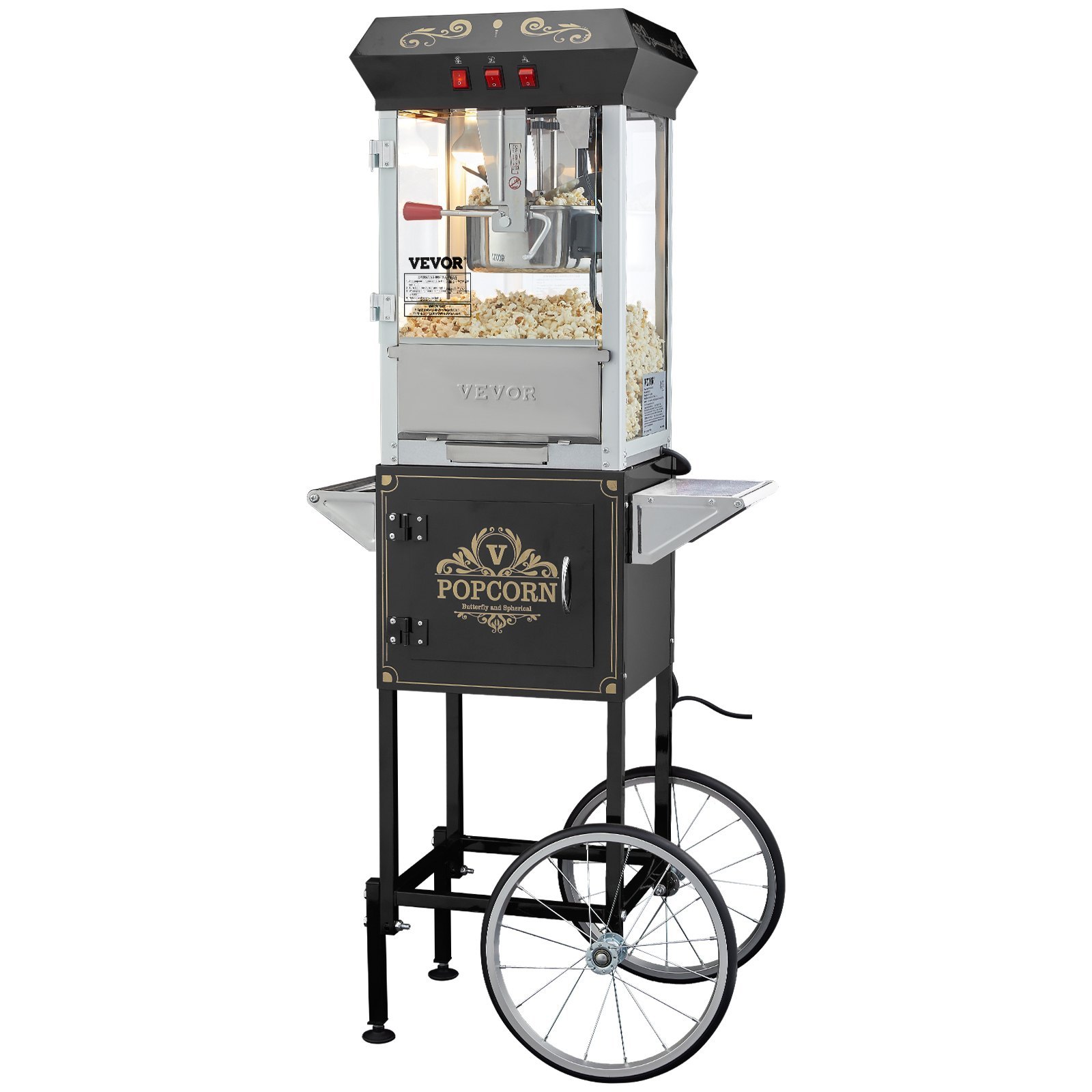 5cc9de07-c33d-4039-929a-5b12f0c01cc3.jpg Popcorn Popper Machine With Cart Popcorn Maker 850W 8 Oz 48 Cups Black - imagine 1