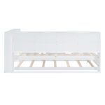 Wooden Twin Size DayBed with Twin Trundle, DayBed with Storage Shelf and USB Charging Ports,White - imagine 3