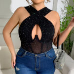 Sexy jumpsuit with open crotch perspective underwear and mesh jumpsuit - imagine 3