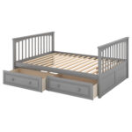 Full over Full Bunk Bed with Drawers, Convertible Beds  Gray - imagine 6