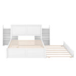 Full Size Storage Platform Bed with Pull Out Shelves and Twin Size Trundle, White - imagine 15