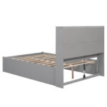 Full Size Platform Bed with Storage Headboard, Charging Station and 2 Drawers, Gray - imagine 7