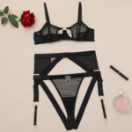 New mesh sexy and comfortable lingerie set, garter belt, Amazon hot selling erotic set - imagine 4