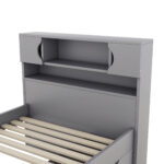 Twin Size Captain Platform Bed Frame with Storage Bookcases and Shelves,Four Drawers, Gray - imagine 13