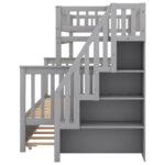 Twin over Full Bunk Bed with Trundle and Staircase Gray - imagine 13