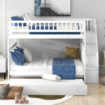 Full over Full Bunk Bed with Trundle and Staircase White - imagine 10