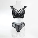 Elastic Lace Trim Bra Cup Hollow Out European and American Style Lingerie Two-Piece Set Top and Panties for Cross-Border Women - imagine 6