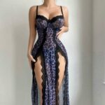 Sexy Transparent Leopard Print Nightgown and Lingerie Set - imagine 4