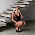 Sexy Lace Trim Nightdress Women Transparent Mesh Tie Lingerie Two-Piece Set - imagine 5