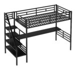 Metal Loft Bed Frame with Desk No Box Spring Needed Twin Black - imagine 2