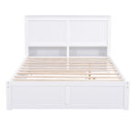 Full Size Storage Platform Bed with Pull Out Shelves and Twin Size Trundle, White - imagine 7