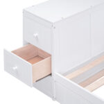 Twin Size Daybed with Storage Arms Trundle and Charging Station White - imagine 16