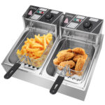 Electric Fryer Silver Stainless Steel Double Cylinder - imagine 2