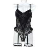 Lace Jacquard White and Pink Splicing Bowknot Cute Dressing Single Layer Non-Transparent European and American Sexy Romper for Women - imagine 7