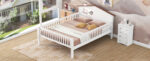 Full Size Wood Platform Bed with House-shaped Headboard, LED and Built-in Storage, White - imagine 17