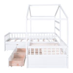 Twin Size House Platform Bed with Three Storage Drawers White - imagine 11