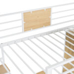 Twin Size Loft bed with L-shape Desk and Wardrobe, White - imagine 3