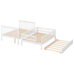 Full over Full Bunk Bed with Trundle and Staircase White - imagine 4