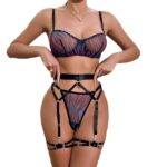 Cross-border Sexy Leopard Print Mesh Women's Lingerie Set - imagine 5