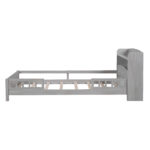 Wood Twin Size Platform Bed with Built-in LED Light Storage Headboard and Guardrail Antique Grey - imagine 8
