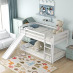 Twin over Twin Bunk Bed with Convertible Slide and Ladder White - imagine 15