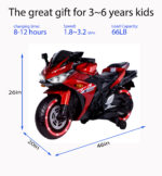 kids motorcycle 12V motorcycle for kids 3 4 5 6 years Boys Girls 12v7ah kids motorcycle ride on toy with Training Wheels - imagine 2
