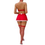 Christmas Red Maid Costume Halter Heart Hollow Out Sexy 4-Piece Set for Women - imagine 5