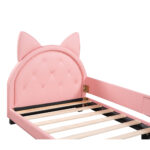 Twin Size Upholstered Daybed with Carton Ears Shaped Headboard  Pink - imagine 9