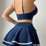 Sexy Color Block Splicing Strap Bowknot Lingerie Set - imagine 2