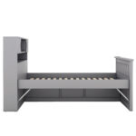 Twin Size Captain Platform Bed Frame with Storage Bookcases and Shelves,Four Drawers, Gray - imagine 6