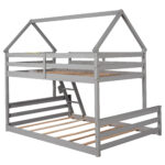 Twin over Full House Bunk Bed with Built-in Ladder Gray - imagine 10