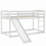 Twin over Twin Bunk Bed with Convertible Slide and Ladder White - imagine 4