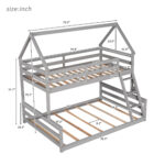Twin over Full House Bunk Bed with Built-in Ladder Gray - imagine 3