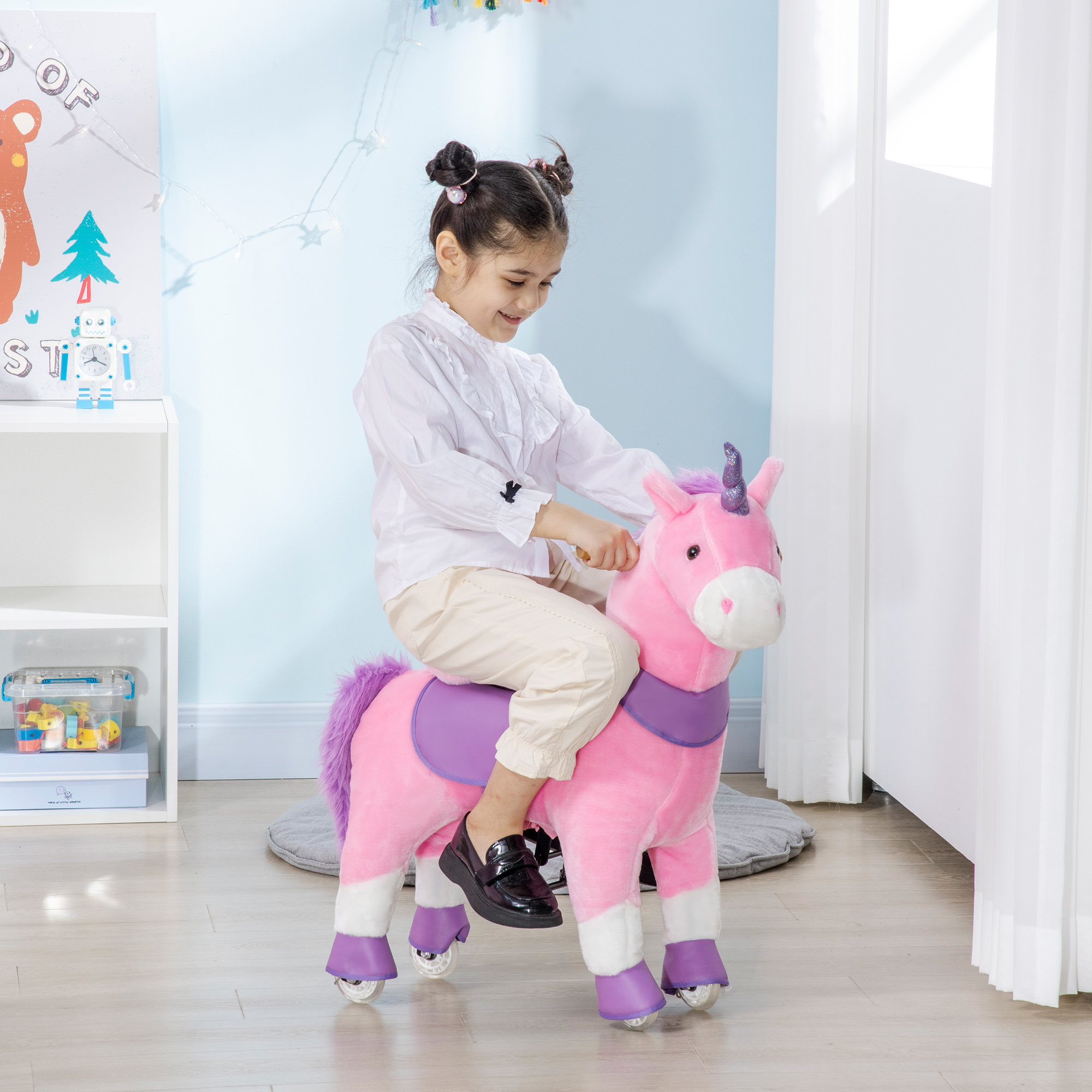 7b0c855f-ee1f-478d-b2d1-0d191932c075.jpg Kids Plush Toy Rocking Horse Pony Toddler Ride on Animal Rocker with Realistic Sounds - imagine 1