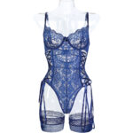 Muse Sexy Lingerie Lace Hollow-out Strap with Steel Ring Suspender Shapewear Bodysuit - imagine 6