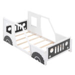 Twin Size Classic Car-Shaped Platform Bed with Wheels White - imagine 2