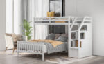 Twin over Full Loft Bed with Staircase,White - imagine 11