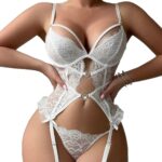 Lace Hollow-out Strap Transparent Temptation Underwear Set with Thigh Circumference - imagine 5