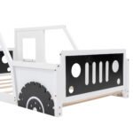 Twin Size Classic Car-Shaped Platform Bed with Wheels White - imagine 7