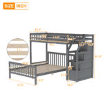 Twin over Full Loft Bed with Staircase Gray - imagine 3