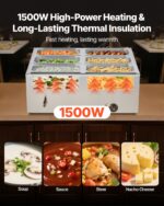 Commercial Food Warmer 6-Pan 1500W Countertop Buffet Bain Marie With Lid - imagine 2