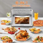 27.5QT 6-in-1 Air Fryer Toaster Oven Dropdown-Door 6-Slice Countertop Convection Oven For Air Frying, Baking, Roasting, Broiling & Grilling, 1600W, Sliver - imagine 3