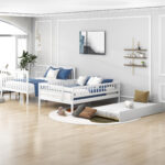 Full over Full Bunk Bed with Trundle and Staircase White - imagine 14