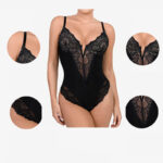 Lace Shapewear Bodysuit Women Tummy Control Backless Tank Tops V Neck Body Suit Thongs - imagine 3